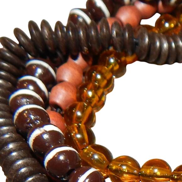 Vintage Tribal Wooden Seeds, Beads Necklace & Bracelet Jewelry Set - Picture 9 of 11